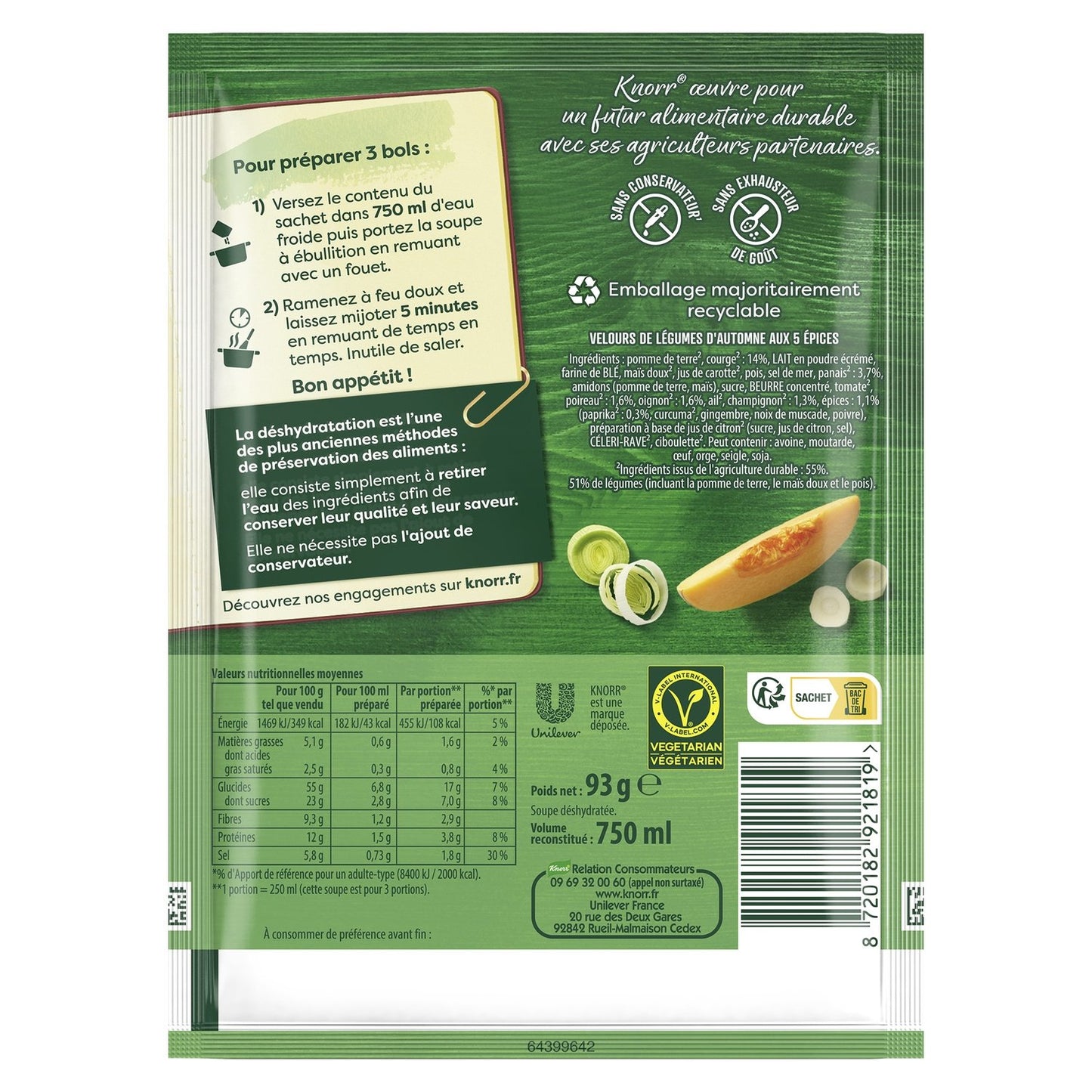 Soupe Déshydratée Velours de Légumes d'Automne aux 5 Épices KNORR