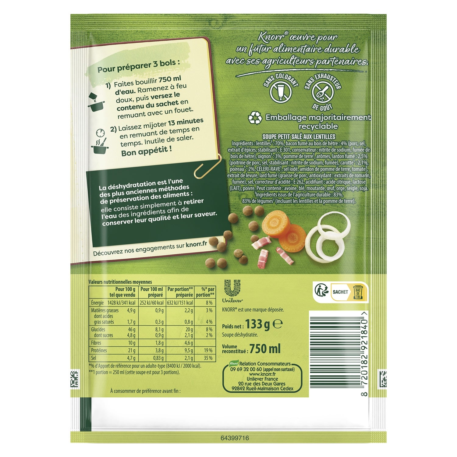 Soupe Déshydratée Petit Salé aux Lentilles KNORR 