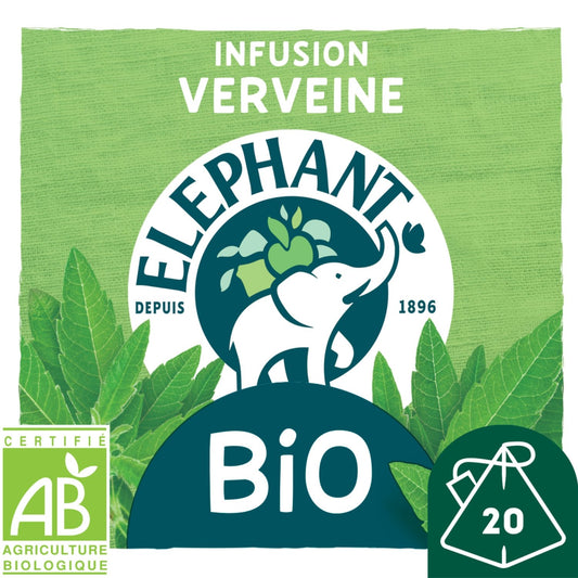 Infusion Verveine Bio ELEPHANT la boite de 20 sachets