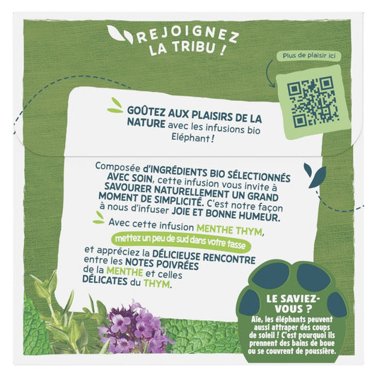 [ANTI-GASPILLAGE] Infusion Menthe Thym Bio ELEPHANT - Date de durabilité minimale : 10/2025