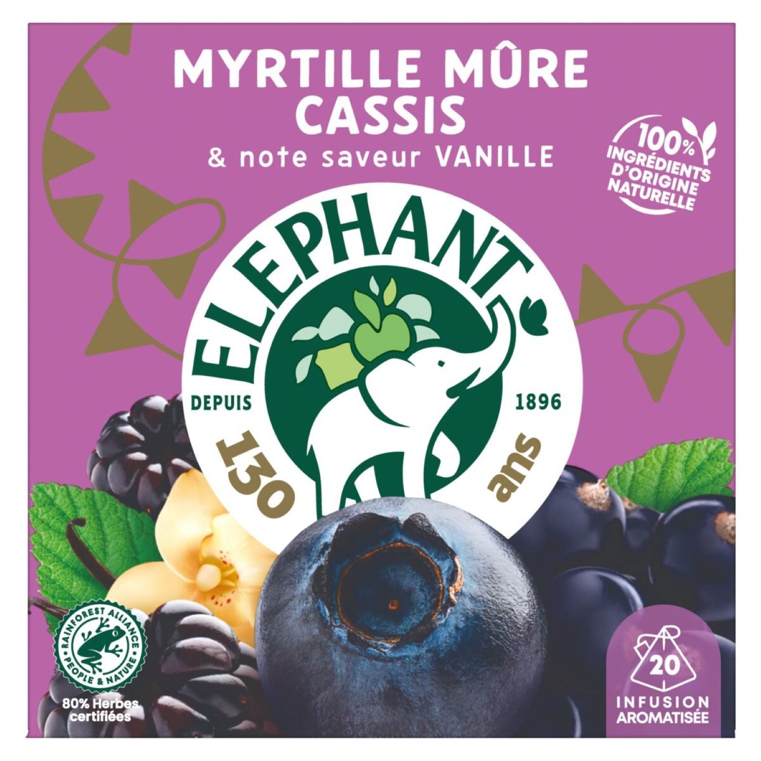 Infusion Myrtille Mûre Cassis Vanille ELEPHANT 