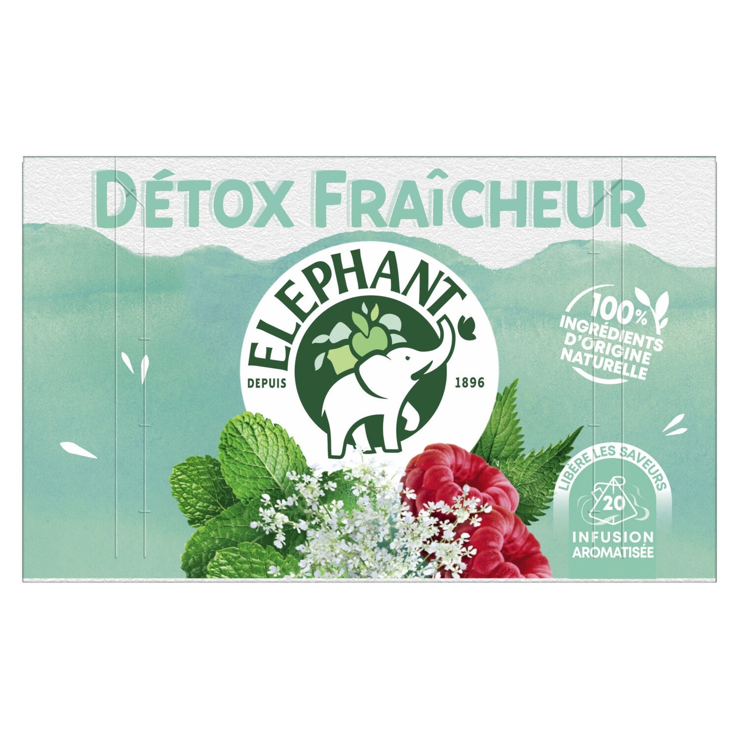 Infusion Reine des Prés Menthe Poivrée Framboise Feuille d'Ortie Détox Fraîcheur ELEPHANT