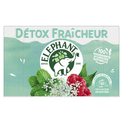 Infusion Reine des Prés Menthe Poivrée Framboise Feuille d'Ortie Détox Fraîcheur ELEPHANT
