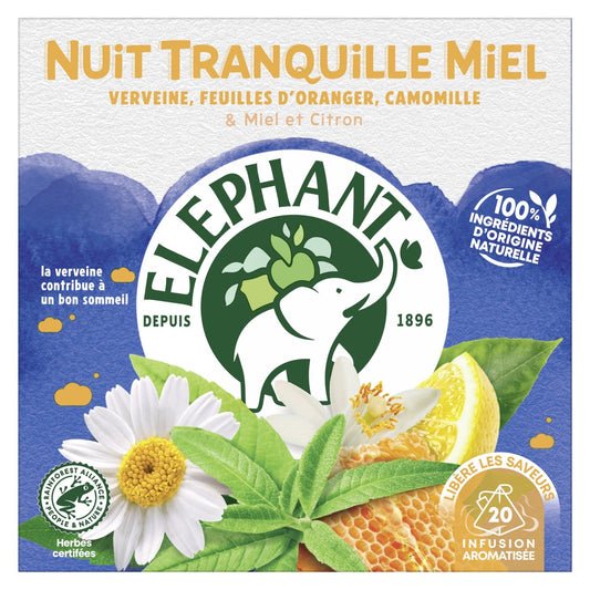 Infusion Nuit Sommeil Miel ELEPHANT la boite de 20 sachets