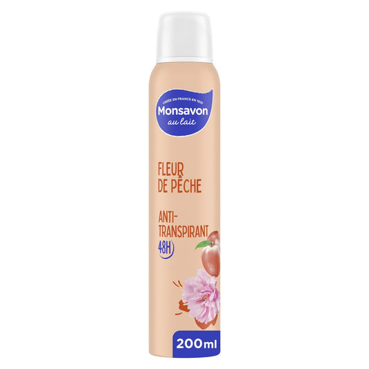 Déodorant Spray Anti-Transpirant Fleur de Pêche MONSAVON le spray de 200mL