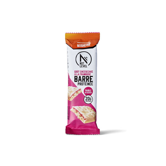 Barre Protéiné Goût Cheesecake Framboise Basic Fit NXT LEVEL l'unité de 55g