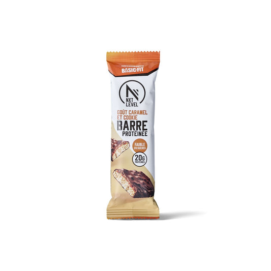 Barre Protéiné Goût Caramel Cookie Basic Fit NXT LEVEL l'unité de 55g