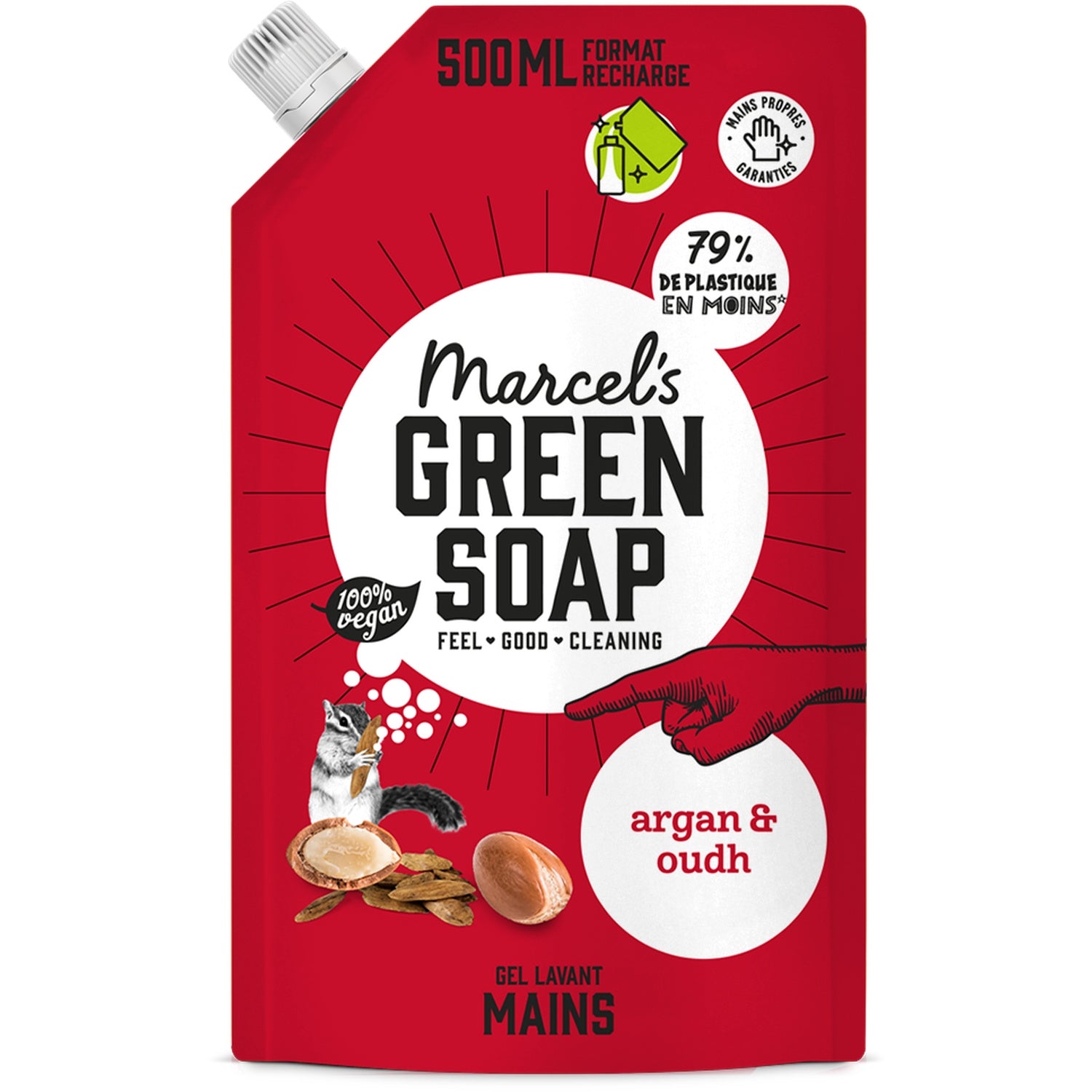 Gel recharge mains vegan Argan Oudh MARCEL GREEN SOAP 