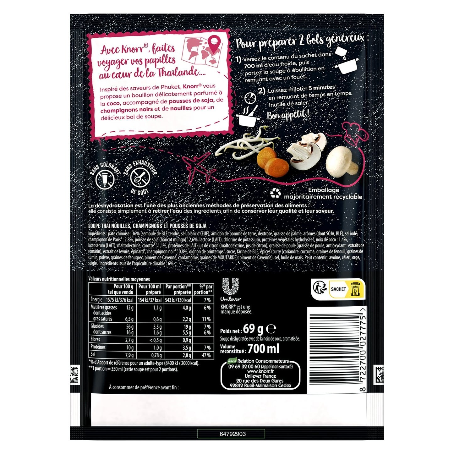 KNORR Dehydrated Thai Noodle Soup with Mushrooms and Bean Sprouts
