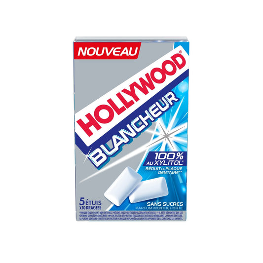Chewing-Gum Blancheur 100% Xylitol HOLLYWOOD les 5 boites de 10 dragées