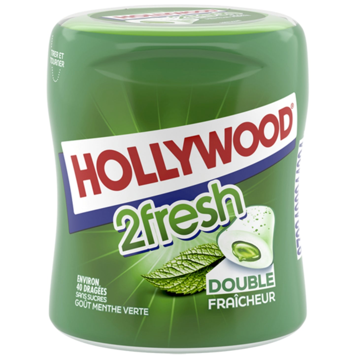 Chewing gum menthe verte chlorophylle sans sucres HOLLYWOOD 