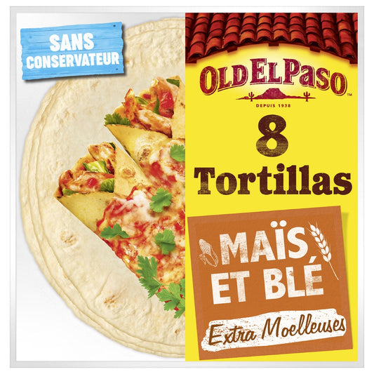 Tortillas de Maïs et Blé OLD EL PASO le paquet de 8 - 335g