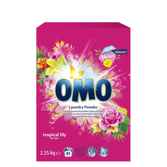 Lessive en Poudre Tropical Lily & Rose OMO le pack de 2.25kg