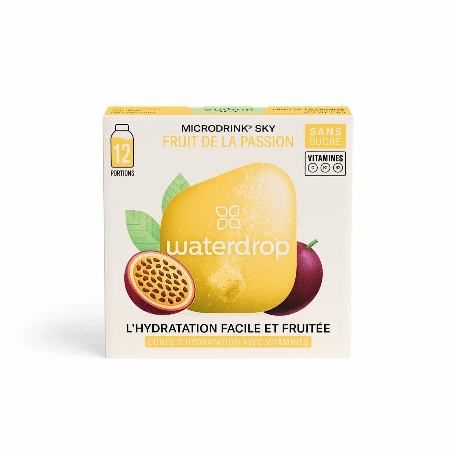 Cubes Effervescents d'Hydratation Fruit de la Passion Sans Sucres WATERDROP 