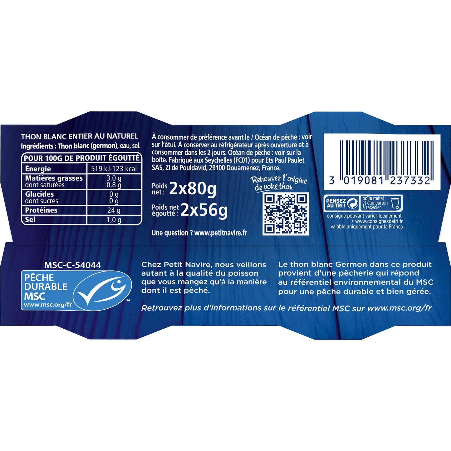 Tuna in Natural Sustainable Fishing MSC SMALL SHIP