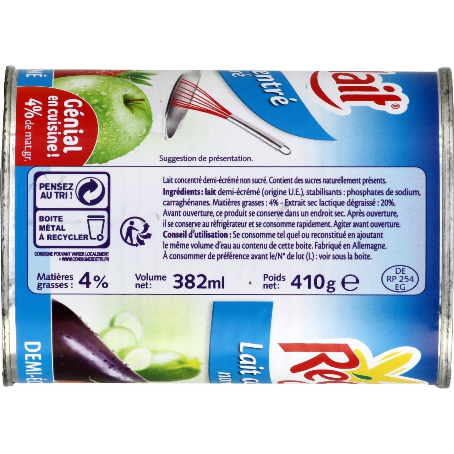 [ANTI-GASPILLAGE] Lait Concentré Non Sucré Demi-Écrémé REGILAIT - Date de durabilité minimale : 12/06/2025