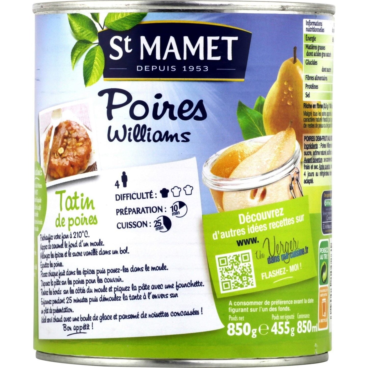Fruits au Sirop Poires Williams ST MAMET 