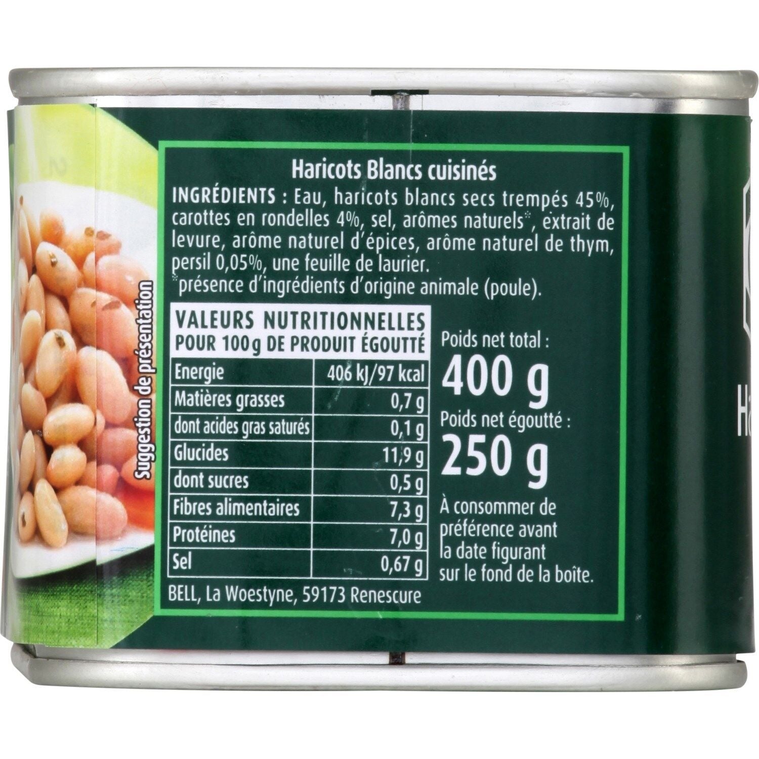 Haricots Blancs avec Carottes et Laurier CASSEGRAIN 