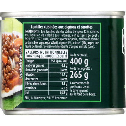 Lentilles aux Oignons et Carottes CASSEGRAIN 