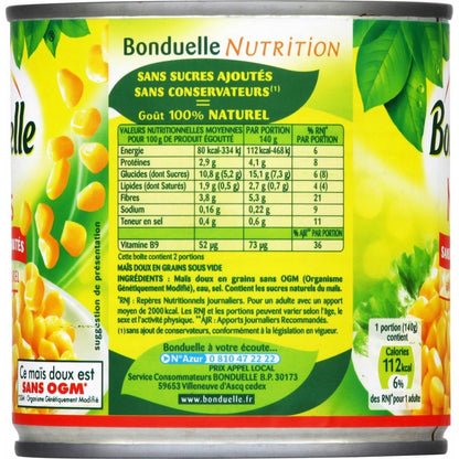 Maïs doux sans sucres ajoutés BONDUELLE 