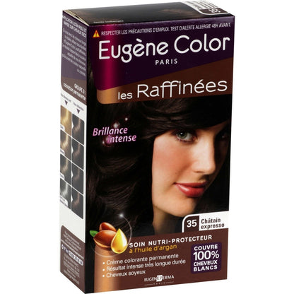 Coloration Permanente 35 Châtain Expresso les Raffinées Huile d'Argan Color & Éclat EUGENE COLOR