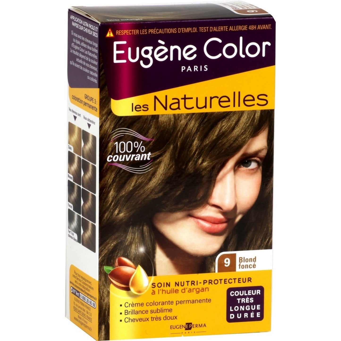 Coloration Permanente 9 Blond Foncé Huile d'Argan Color & Éclat EUGENE COLOR la boite de 115 ml