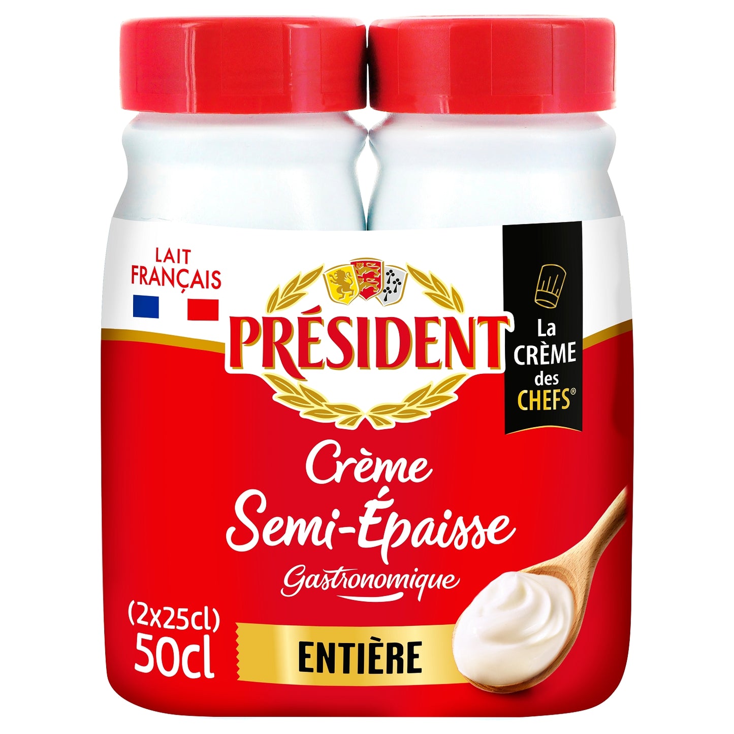 Crème UHT semi-épaisse entière 30% MG PRESIDENT 