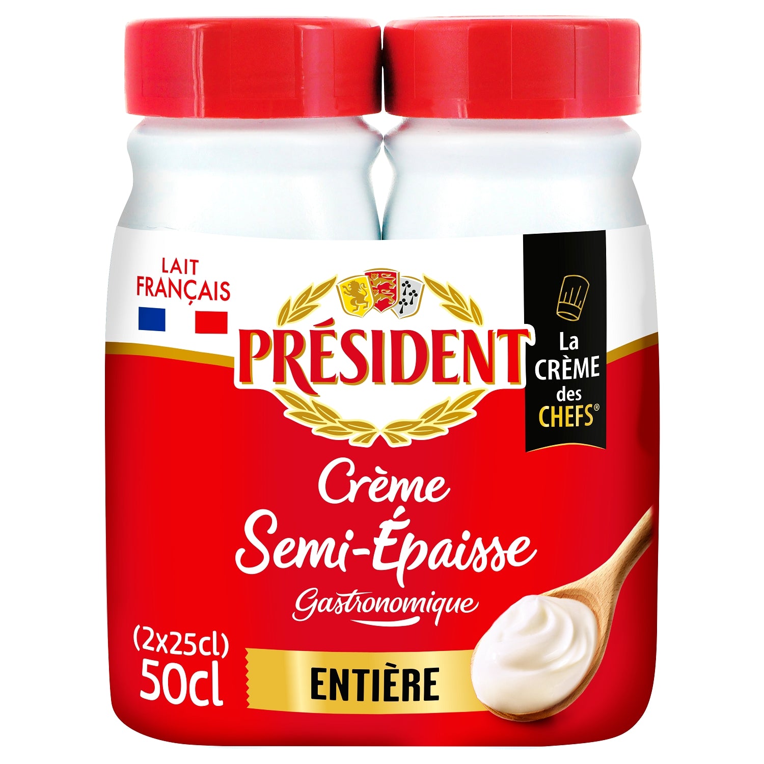 Crème UHT semi-épaisse entière 30% MG PRESIDENT 