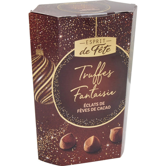 Truffes au Chocolat Eclats de Fèves de Cacao, Fantaisies ESPRIT DE FETE - Gamme de Noël 2025 la boite de 250g