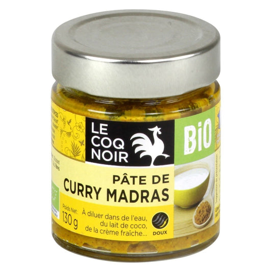 Fonds de Sauce Bio Pâte de Curry Madras LE COQ NOIR le pot de 130g