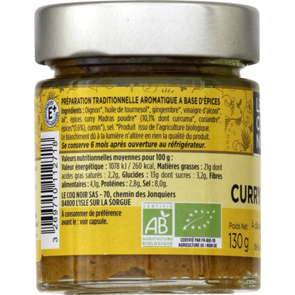 Fonds de Sauce Bio Pâte de Curry Madras LE COQ NOIR