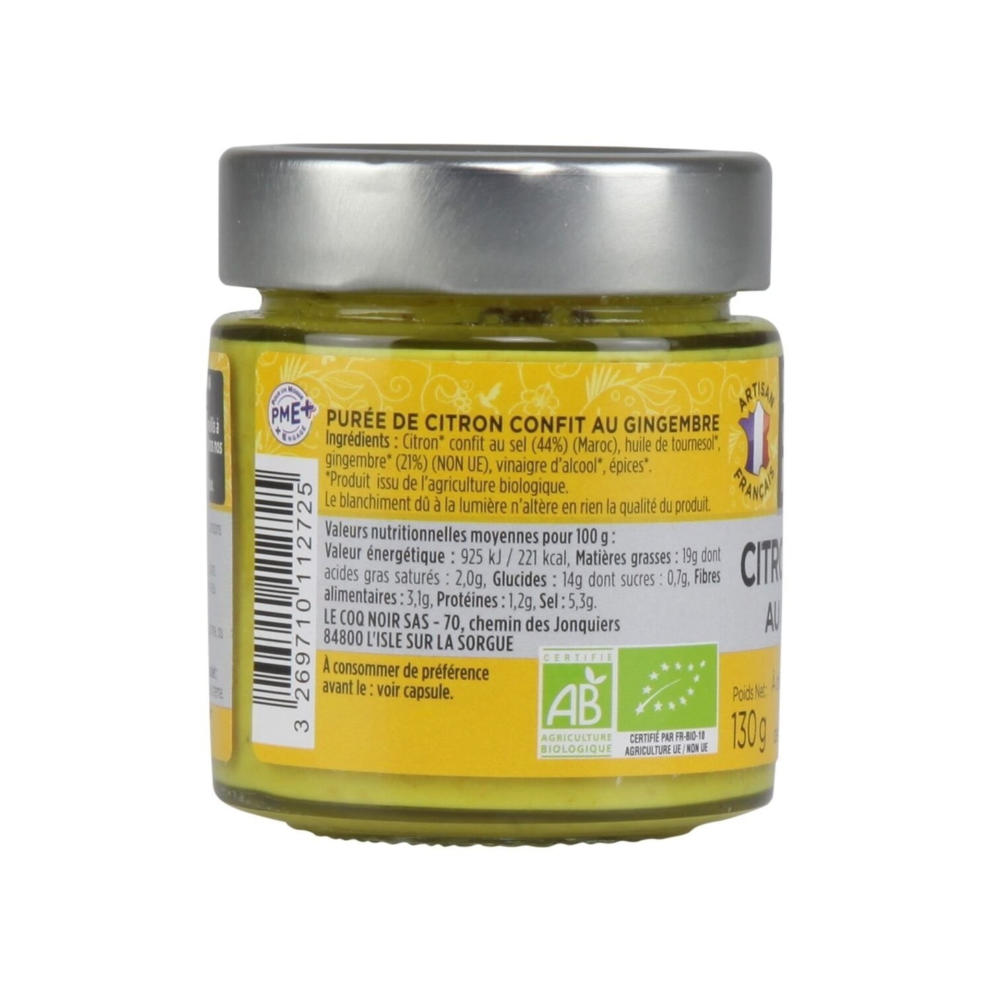 Fonds de Sauce Bio Citron Confit Gingembre LE COQ NOIR