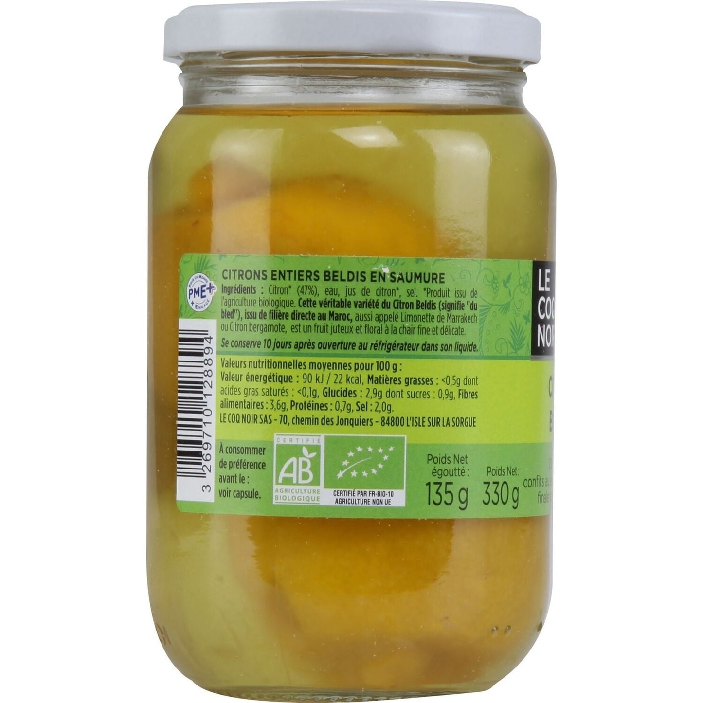 Citron bio Beldis LE COQ NOIR 