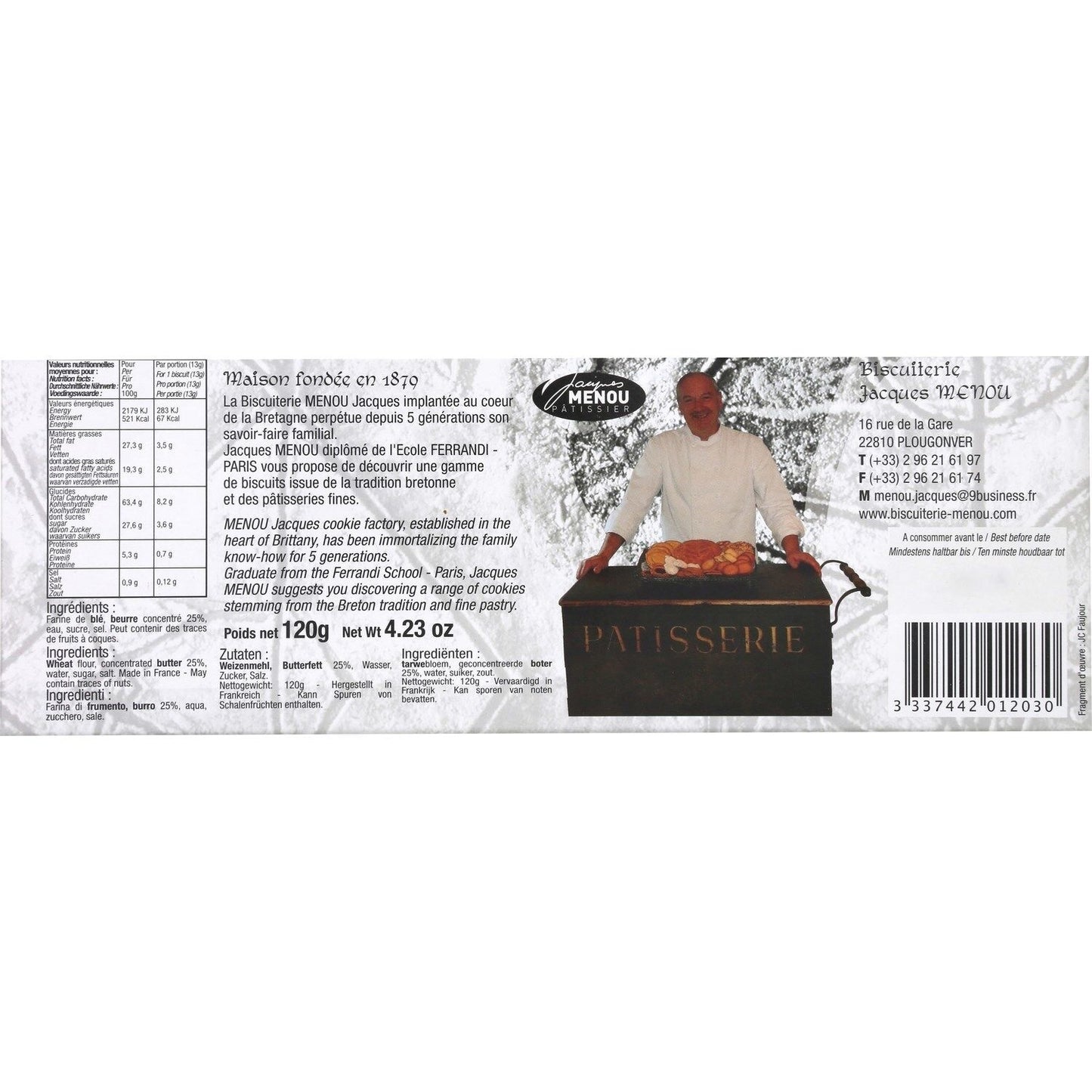 Biscuits Palmers de Bretagne JACQUES MENOU