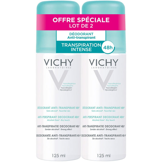 Déodorant Spray Anti-Transpirant Efficacité 48h VICHY LABORATOIRES le lot de 2 sprays