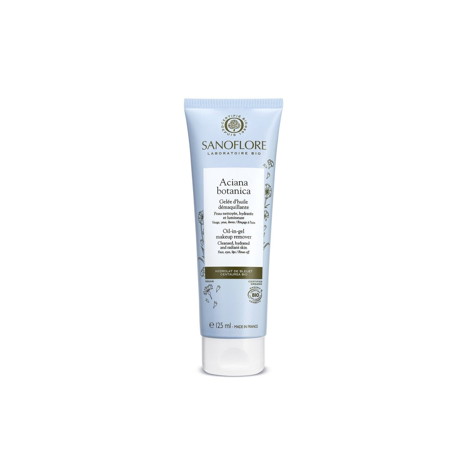 Gel Huile Démaquillante Visage Femme Aciana Botanica Bio SANOFLORE le tube de 125mL