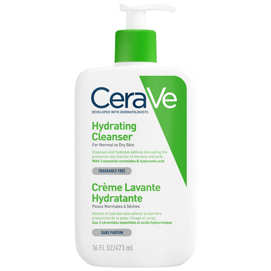 Crème de Douche Visage Corps Peaux Sèches Hydratant Non Moussant CERAVE la pompe de 473mL