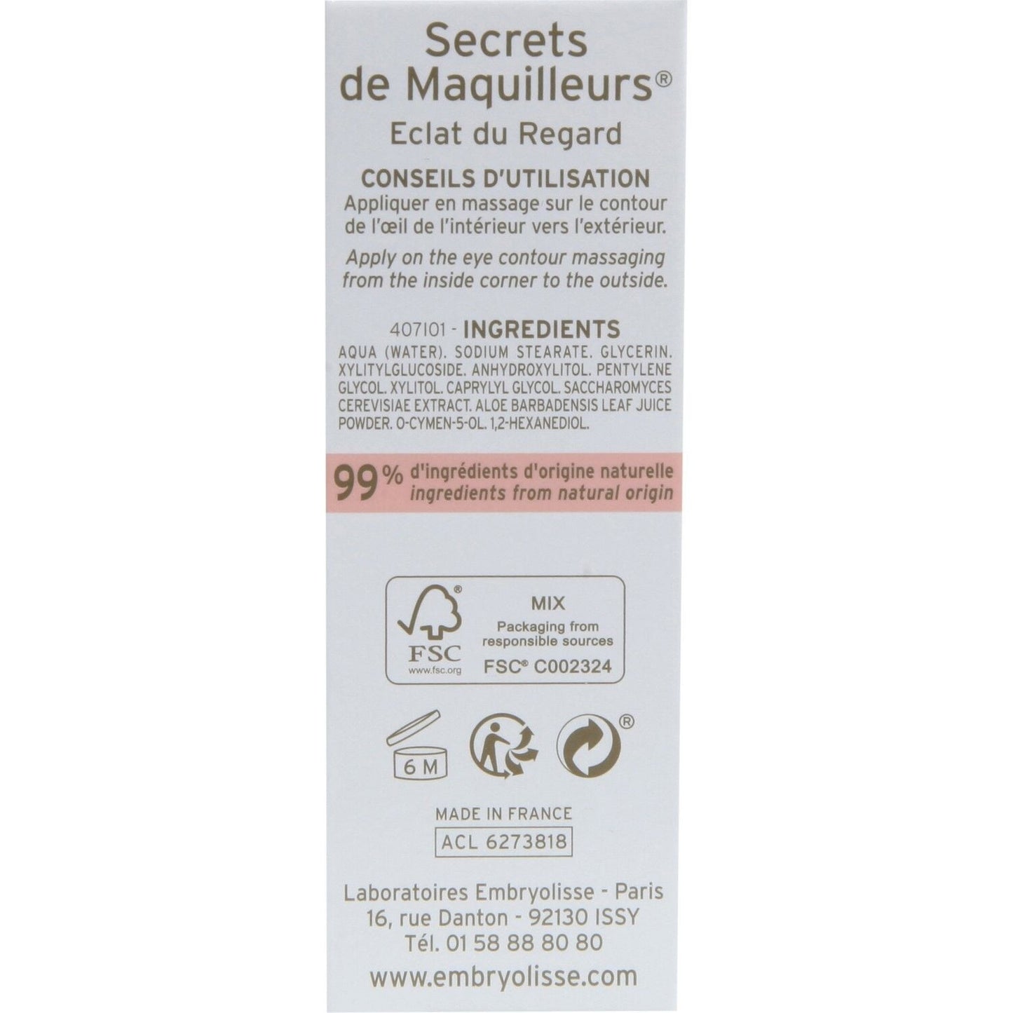 Stick Eclat du Regard Anti-cernes Hydratant EMBRYOLISSE 
