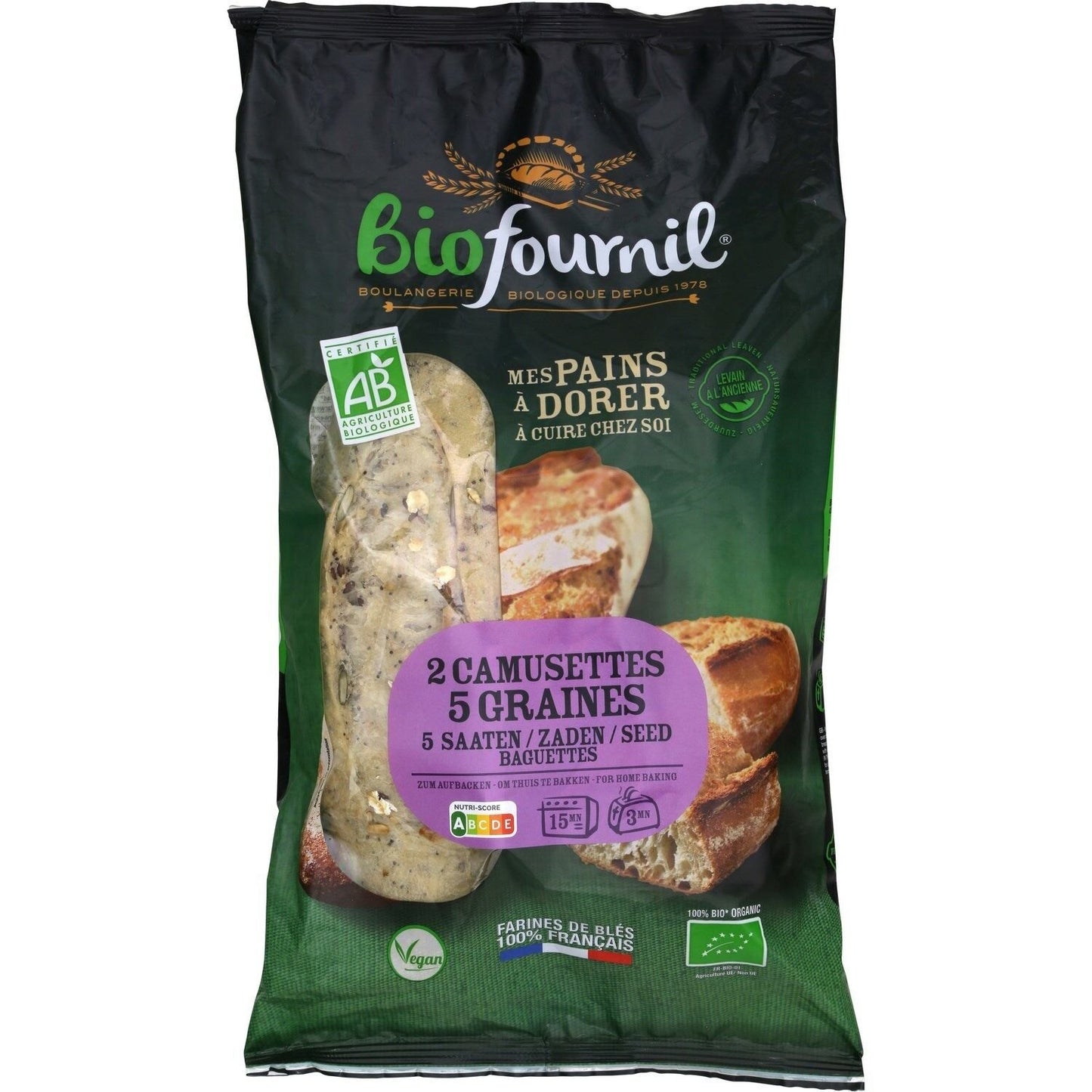Pain Bio Camusettes 5 Graines à Cuire BIOFOURNIL