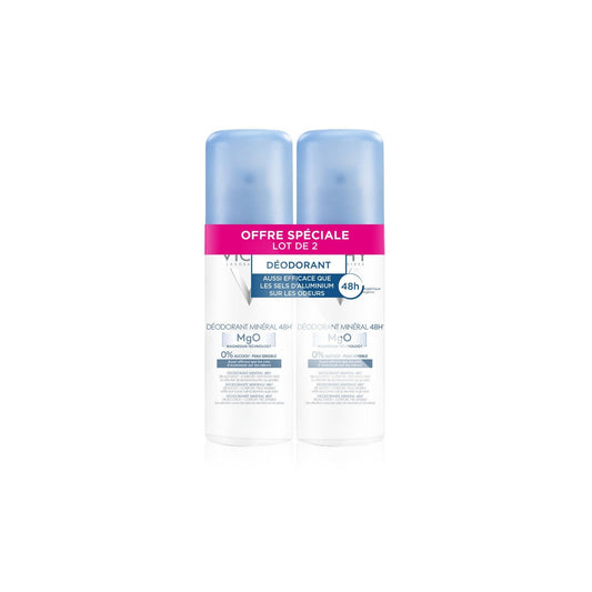 Déodorant Stick Femme Minéral Anti-Odeurs 48h Sans Alcool VICHY LABORATOIRES le lot de 2 flacons de 125mL
