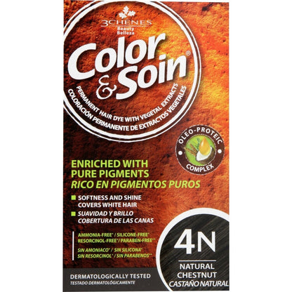 Coloration Permanente 4N Châtain Naturel Sans Ammoniaque Color et Soin 3 CHENES 