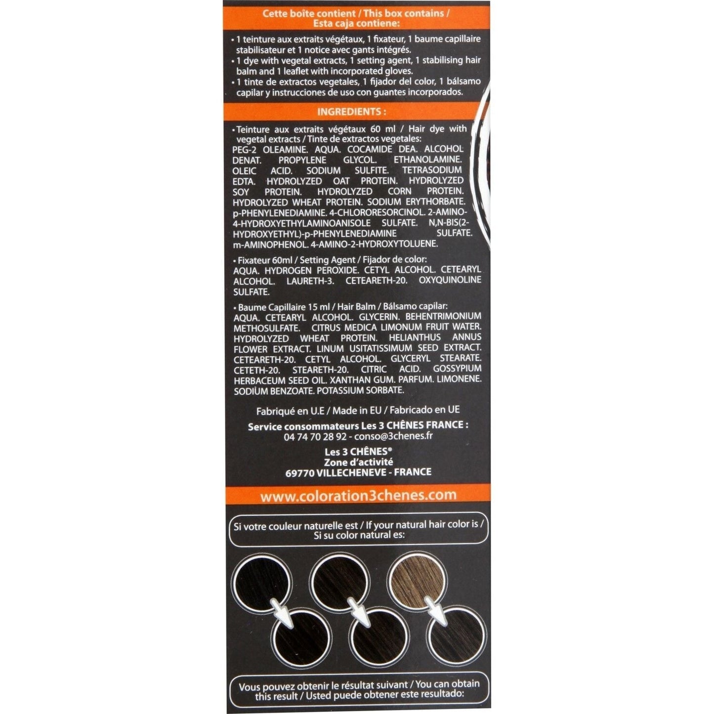 Coloration Permanente 4N Châtain Naturel Sans Ammoniaque Color et Soin 3 CHENES 