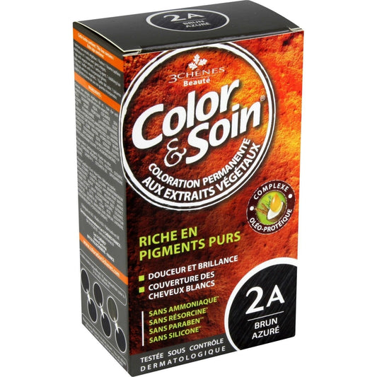 Coloration Permanente 2a Brun Azuré Sans Ammoniaque Color et Soin 3 CHENES la boite