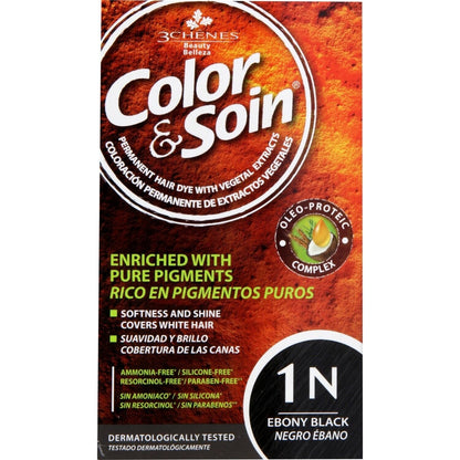 Coloration Permanente 1n Noir Ebène Sans Ammoniaque Color et Soin 3 CHENES