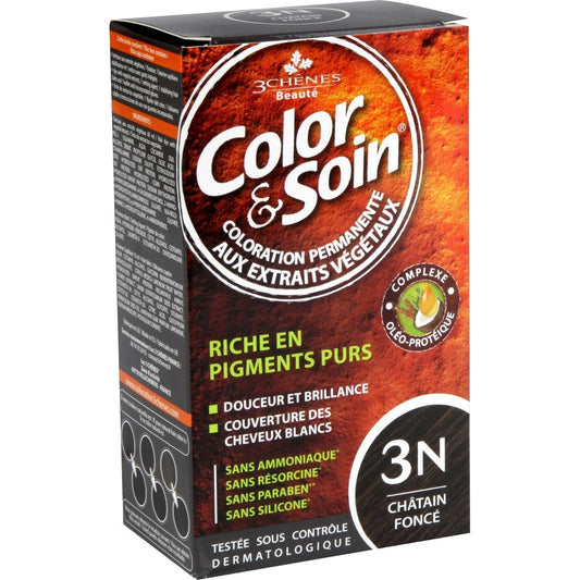 Coloration Permanente Châtain Foncé 3N Sans Ammoniaque Color et Soin 3 CHENES 