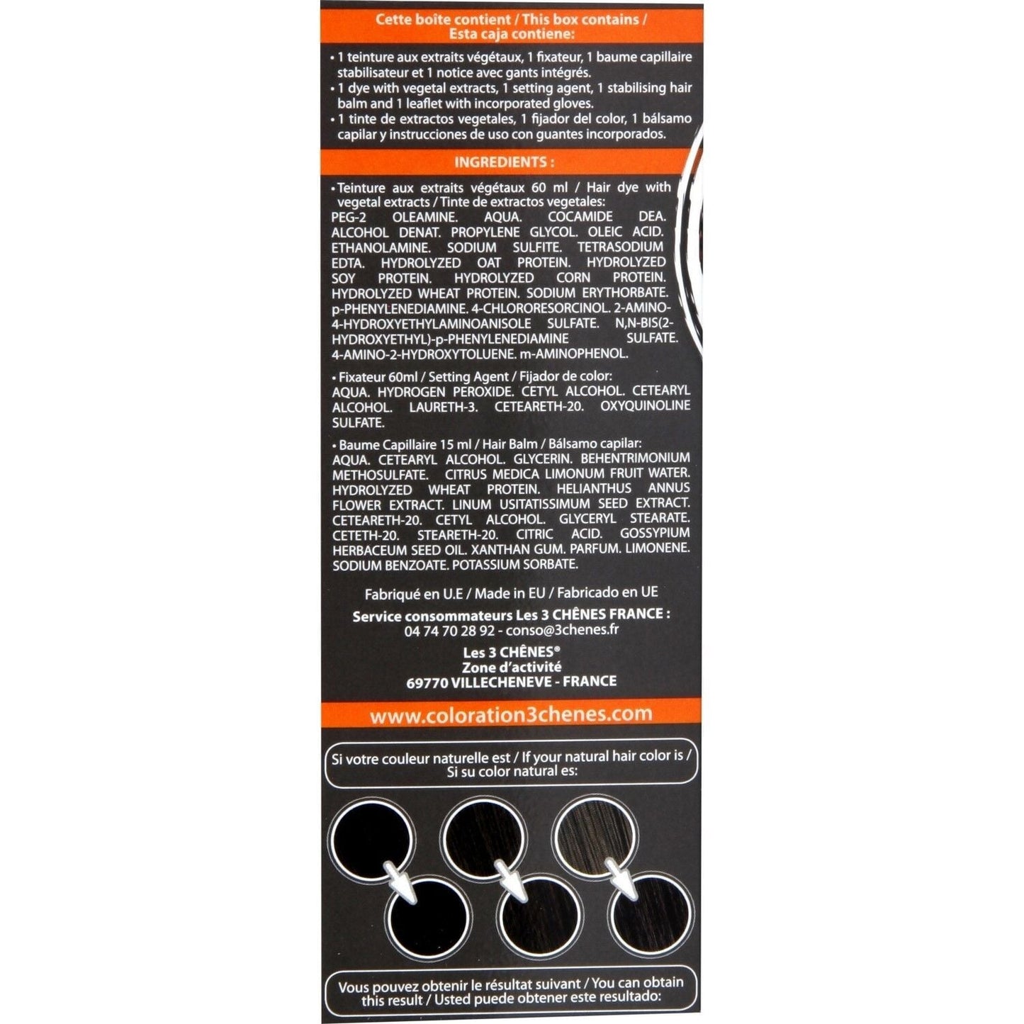 Coloration Permanente Châtain Foncé 3N Sans Ammoniaque Color et Soin 3 CHENES 