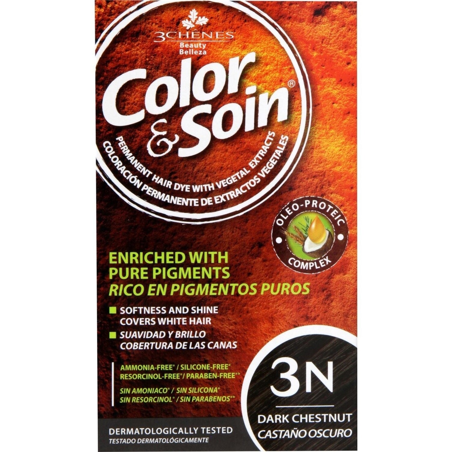 Coloration Permanente Châtain Foncé 3N Sans Ammoniaque Color et Soin 3 CHENES 