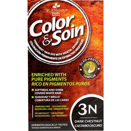 Coloration Permanente Châtain Foncé 3N Sans Ammoniaque Color et Soin 3 CHENES 