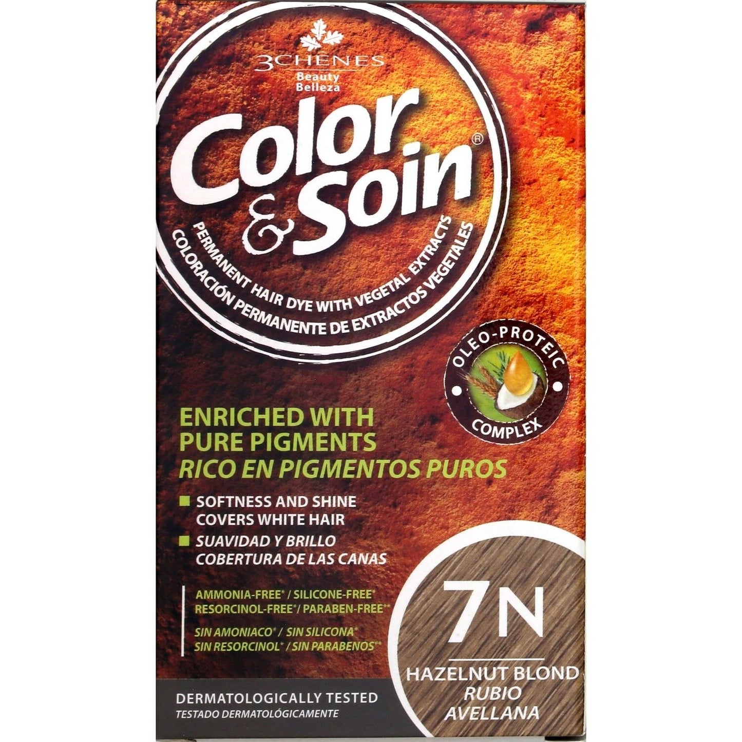 Coloration Permanente 7n Blond Noisette Sans Ammoniaque Color et Soin 3 CHENES