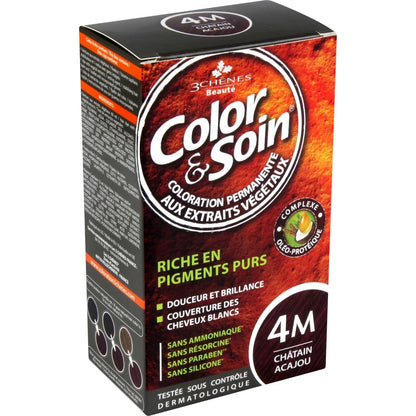 Coloration Permanente 4m Châtain Acajou Sans Ammoniaque Color et Soin 3 CHENES